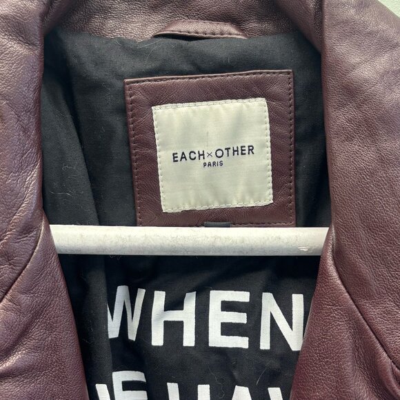 EACH OTHER PARIS DEEP RED LEATHER JACKET - Picture 3 of 3